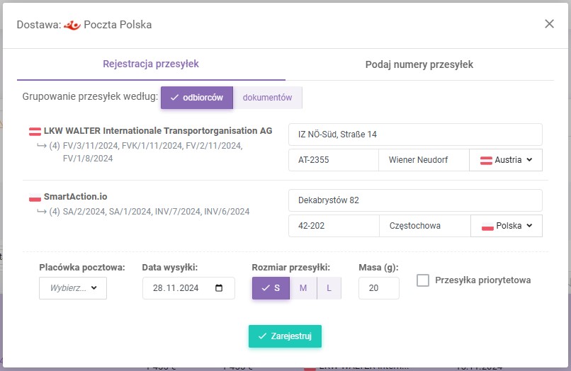 Automatyczne przesyłanie danych nadawczych