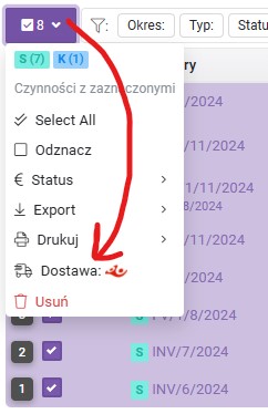Wybór faktur do wysyłki