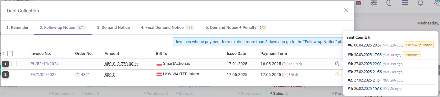 Debt Collection - List