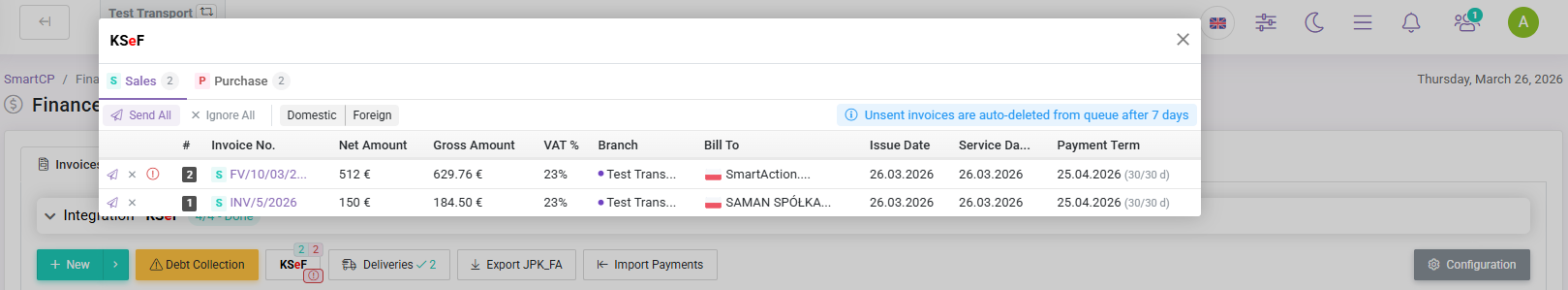 Sending invoices to KSeF