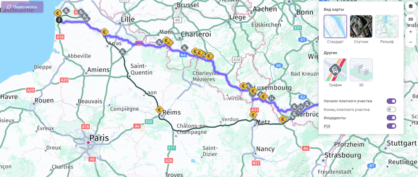 Параметры отображения карты