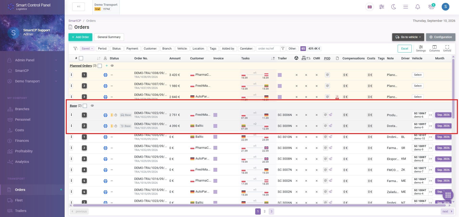 New Tasks for Base and Warehouse Operations