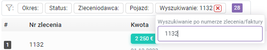 Filtr: Wuszukiwanie po numerze