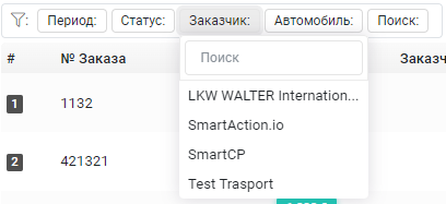 Фильтр: Заказчик