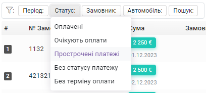 Фільтри: Статус
