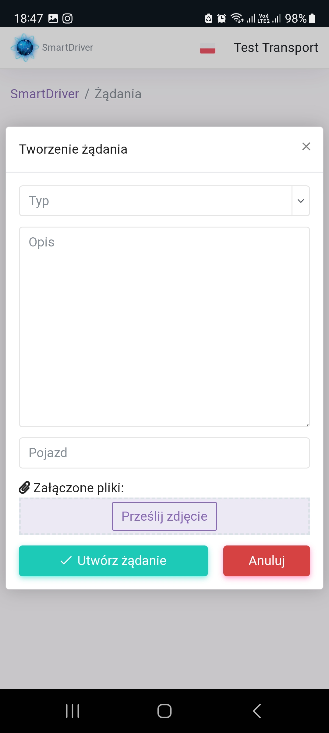 Dodawanie żądania